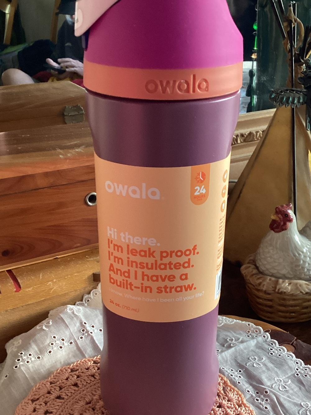 Owala Insulated Bottle — Purple with Pink Accent